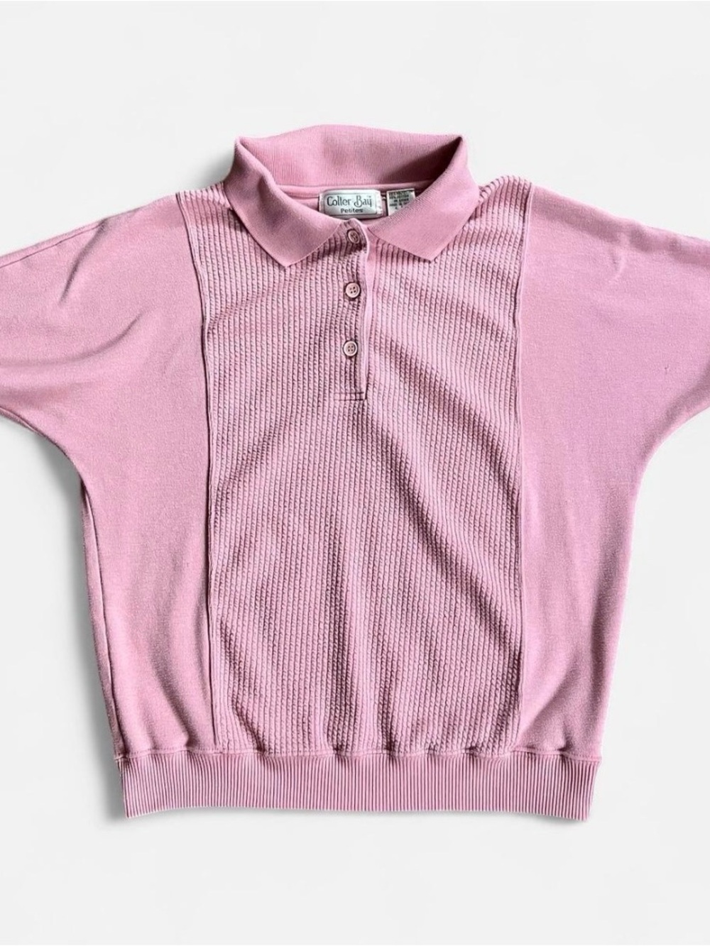 Vintage Pink Knit Polo Top for Kids